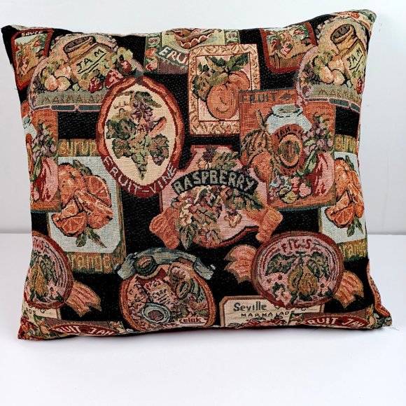 Tapestry Sofa Throw Pillow 16x19 Cottagecore Fruit Jam Raspberry  Marmalade Vtg - Picture 2 of 10